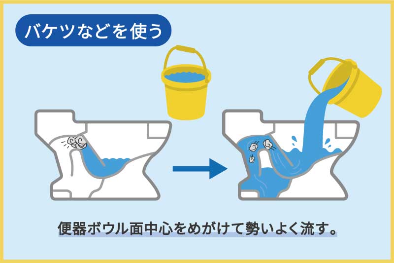 解消法1：バケツで水を流すトイレつまりの解消法