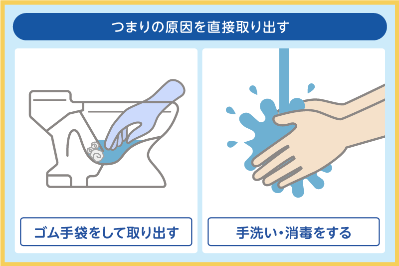 固形物は慎重に手で取り出す