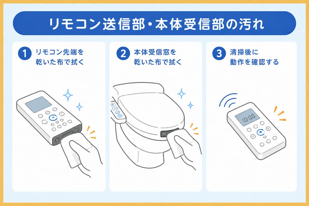 リモコン送信部・本体受信部の汚れ