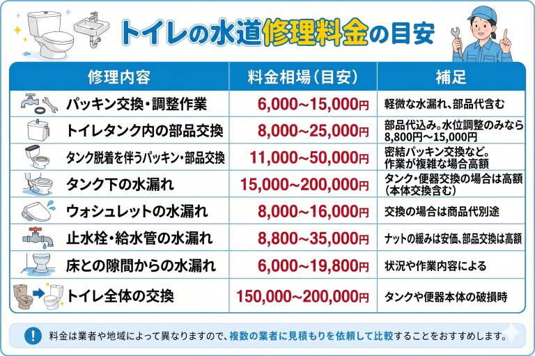 トイレの修理料金
