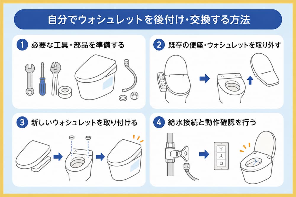 自分でウォシュレットを後付け・交換する方法
