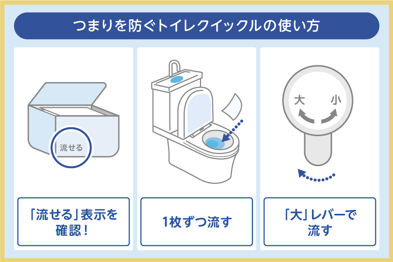 つまりを防ぐトイレクイックルの使い方