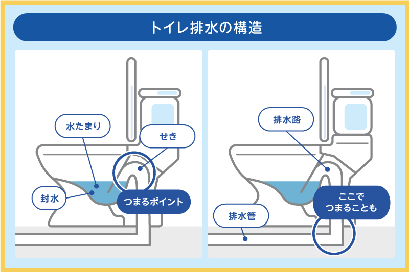 構造上トイレつまりが発生しやすい箇所
