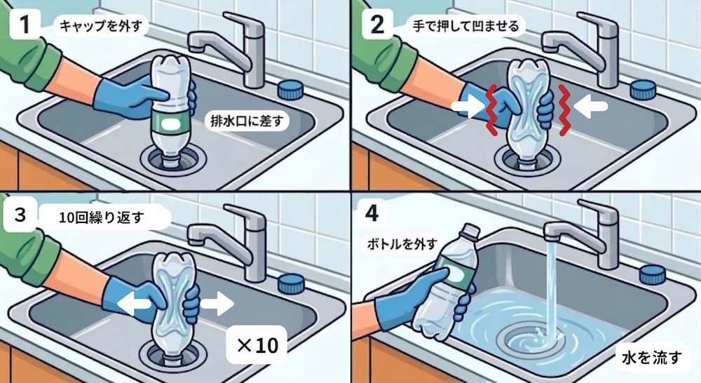 キッチン排水口をペットボトルで解決する手順